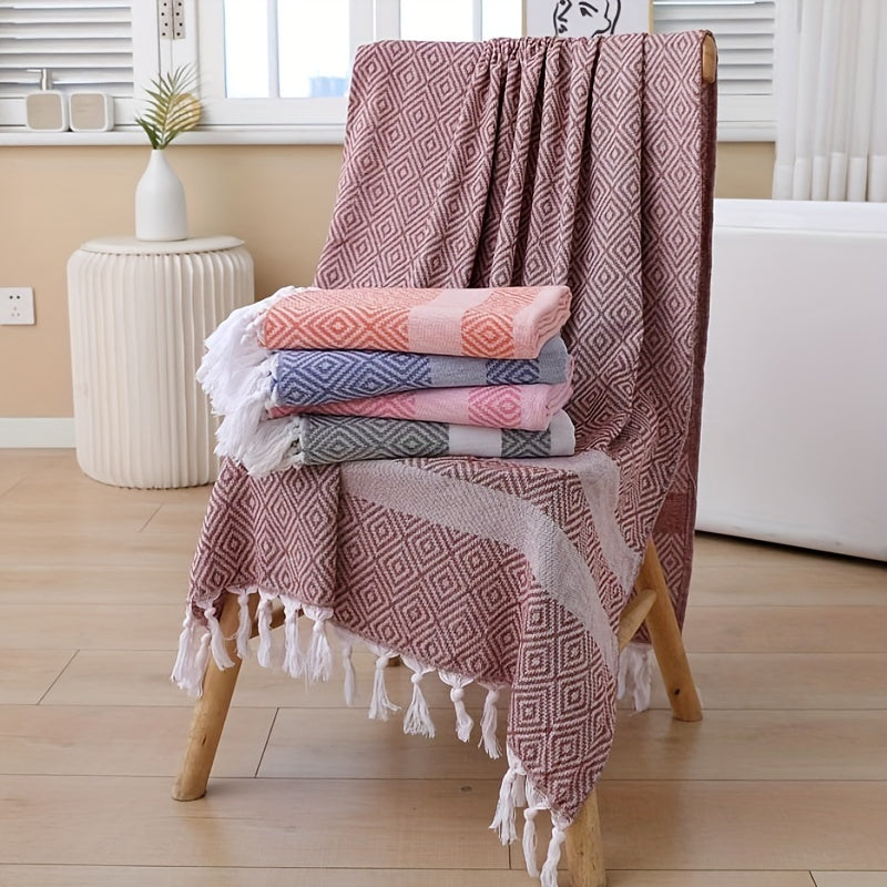 Cotton Woven Beach Towel Soft Bath Sheet Quick Dry 100x180cm
