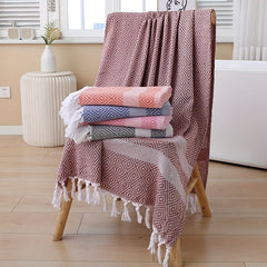 Cotton Woven Beach Towel Soft Bath Sheet Quick Dry 100x180cm