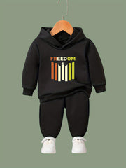 2pcs Girls Hoodies Jogger Pants Set Sports Outfit Freedom Print