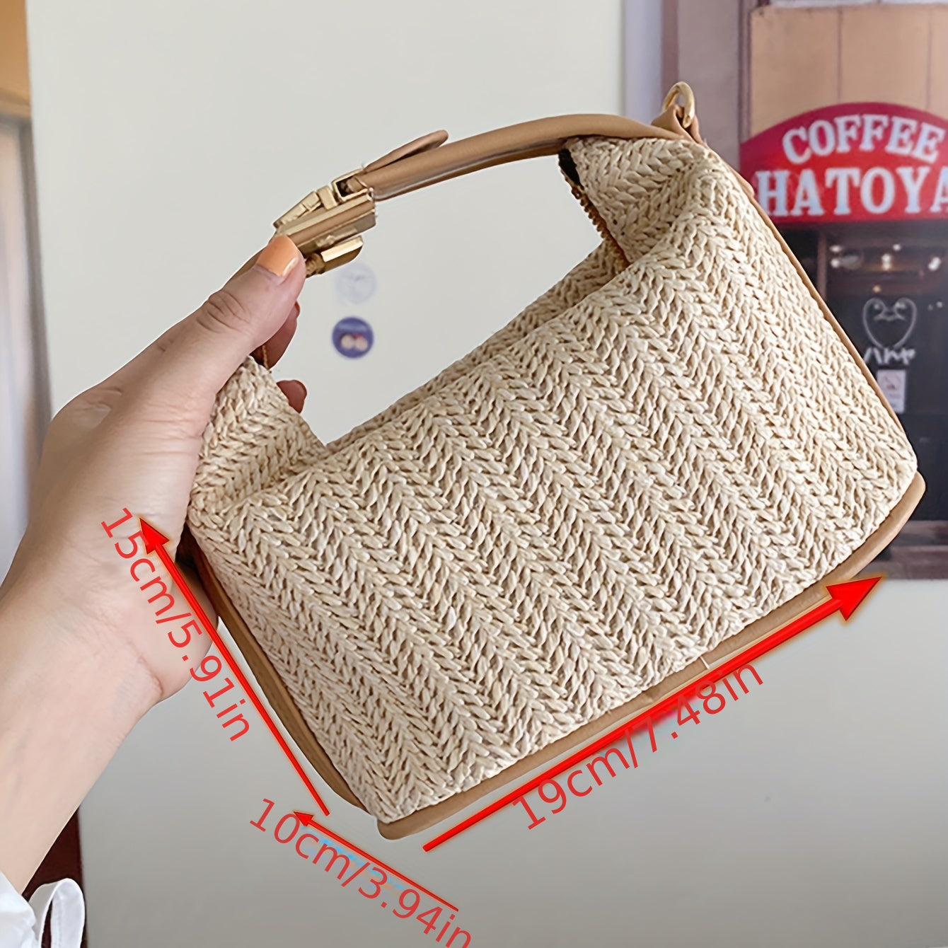 Boho Style Woven Straw Handbag Crossbody Bag for Women
