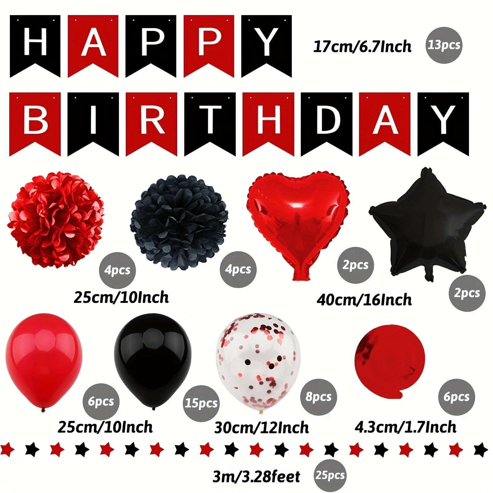 Red Birthday Party Decorations Happy Birthday Banner Balloon