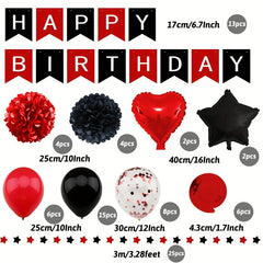 Red Birthday Party Decorations Happy Birthday Banner Balloon