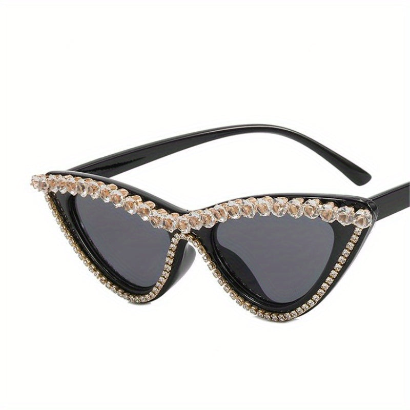 Rhinestone Cat Eye Sunglasses Stylish Triangle Frame Glasses UV400
