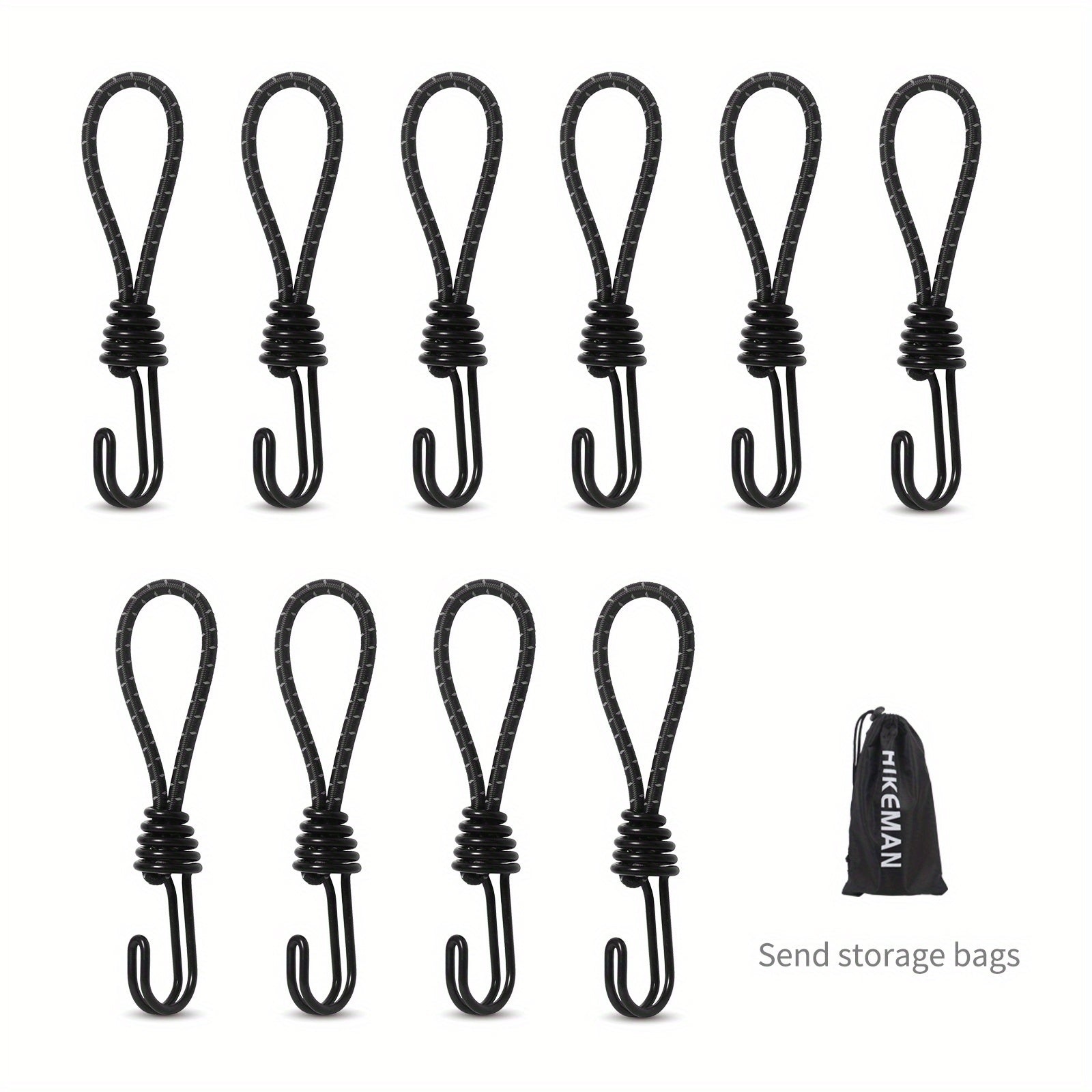 10pcs Heavy Duty Bungee Cord with Hooks for Tarps Tents Trucks Boats