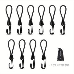 10pcs Heavy Duty Bungee Cord with Hooks for Tarps Tents Trucks Boats