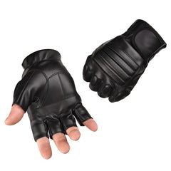 Men's Pu Leather Tactical Gloves Non Slip Half Finger Driving Cycling Gloves