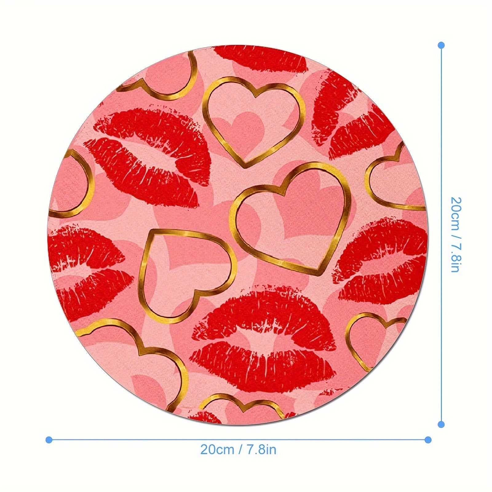 Red Lip Gaming Mouse Pad 7.8 x 7.8 inches Round Non-Slip Rubber Mat