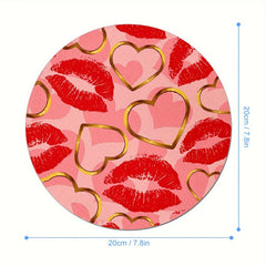 Red Lip Gaming Mouse Pad 7.8 x 7.8 inches Round Non-Slip Rubber Mat