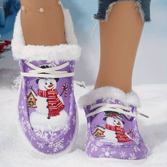Christmas Snowman Pattern Thickened Warm Winter Outdoor Sneakers