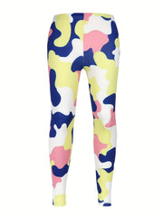 3pc Girls Camo Athletic Leggings Elastic Waist Yoga Pants Kids Spring Summer