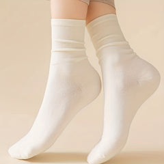 6 Pairs Solid Socks Women's Stockings Comfy & Breathable