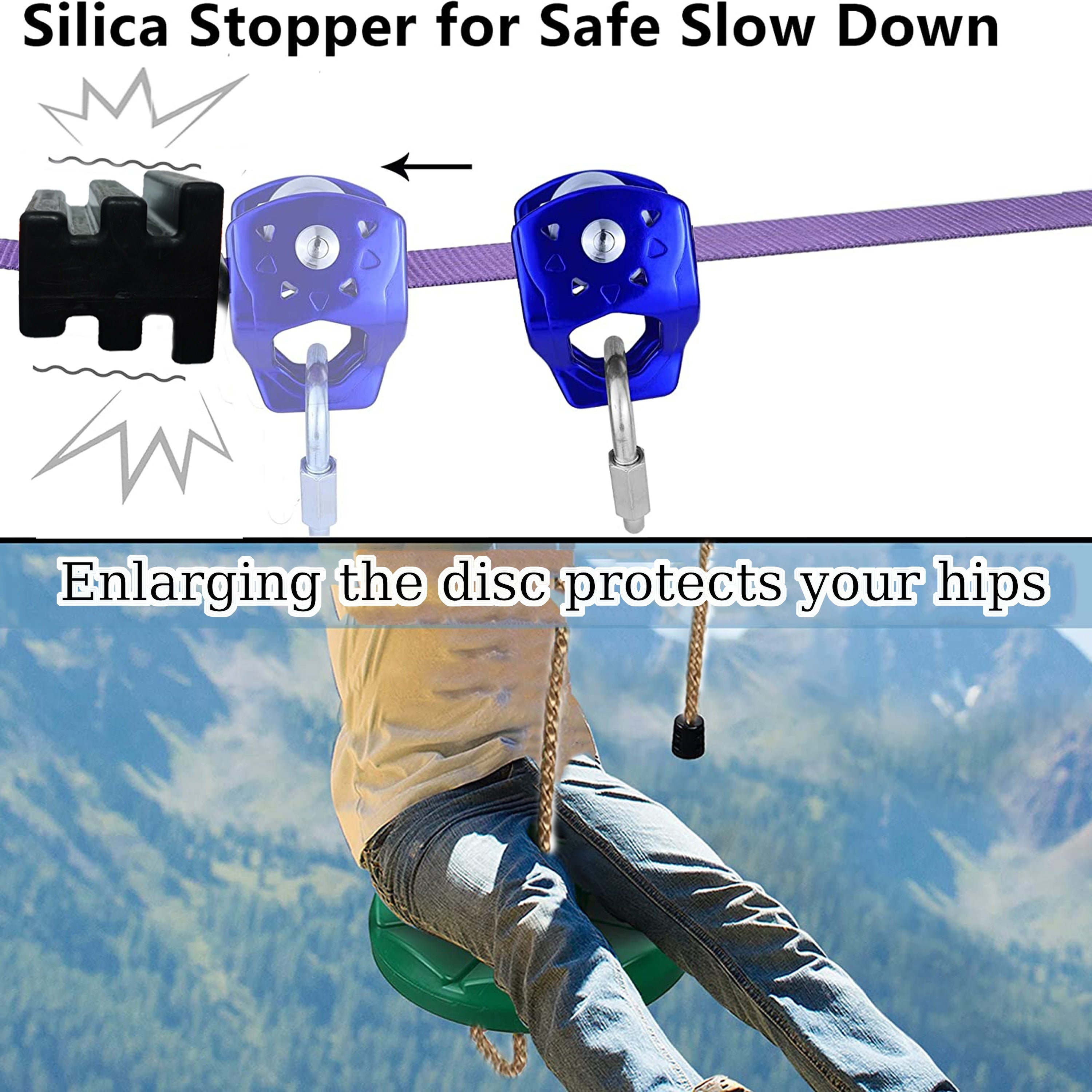 Outdoor Slide Flat Belt Set 15m Soft Rope Pulley Kit Warrior Barrier Course