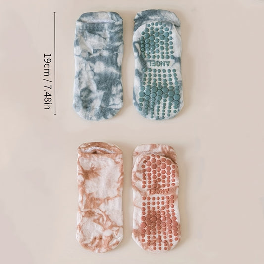 Tie Dye Ankle Socks Anti Skid Gripper Yoga Pilates Barre Ballet Fitness