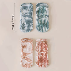 Tie Dye Ankle Socks Anti Skid Gripper Yoga Pilates Barre Ballet Fitness