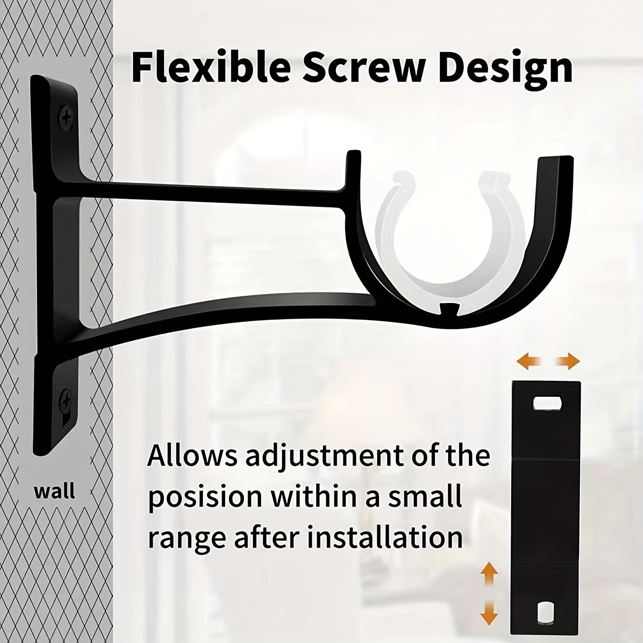 2pc Aluminum Alloy Curtain Rod Bracket Strong Load-bearing Capacity