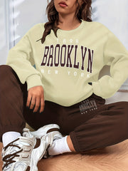 Casual Block Two piece Set Letter Print Sweatshirt & Sporty Jogger Pants