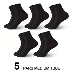 5 Pairs Men's Casual Sports Socks - Sweat Absorption, Odor Resistance