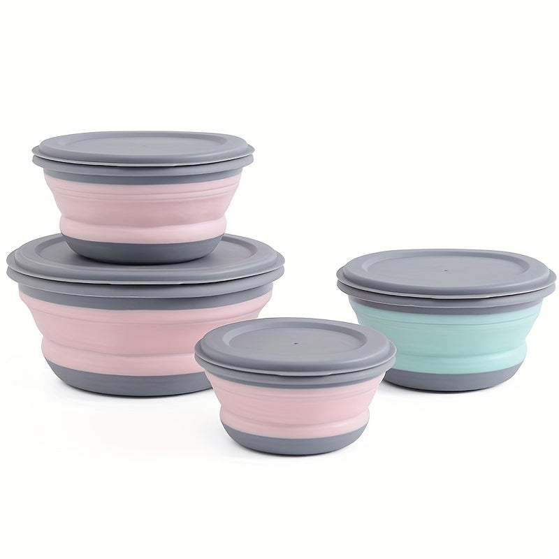 3pcs Portable Foldable Bowl Set Cutlery Box Camping Picnic
