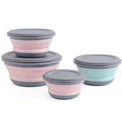 3pcs Portable Foldable Bowl Set Cutlery Box Camping Picnic