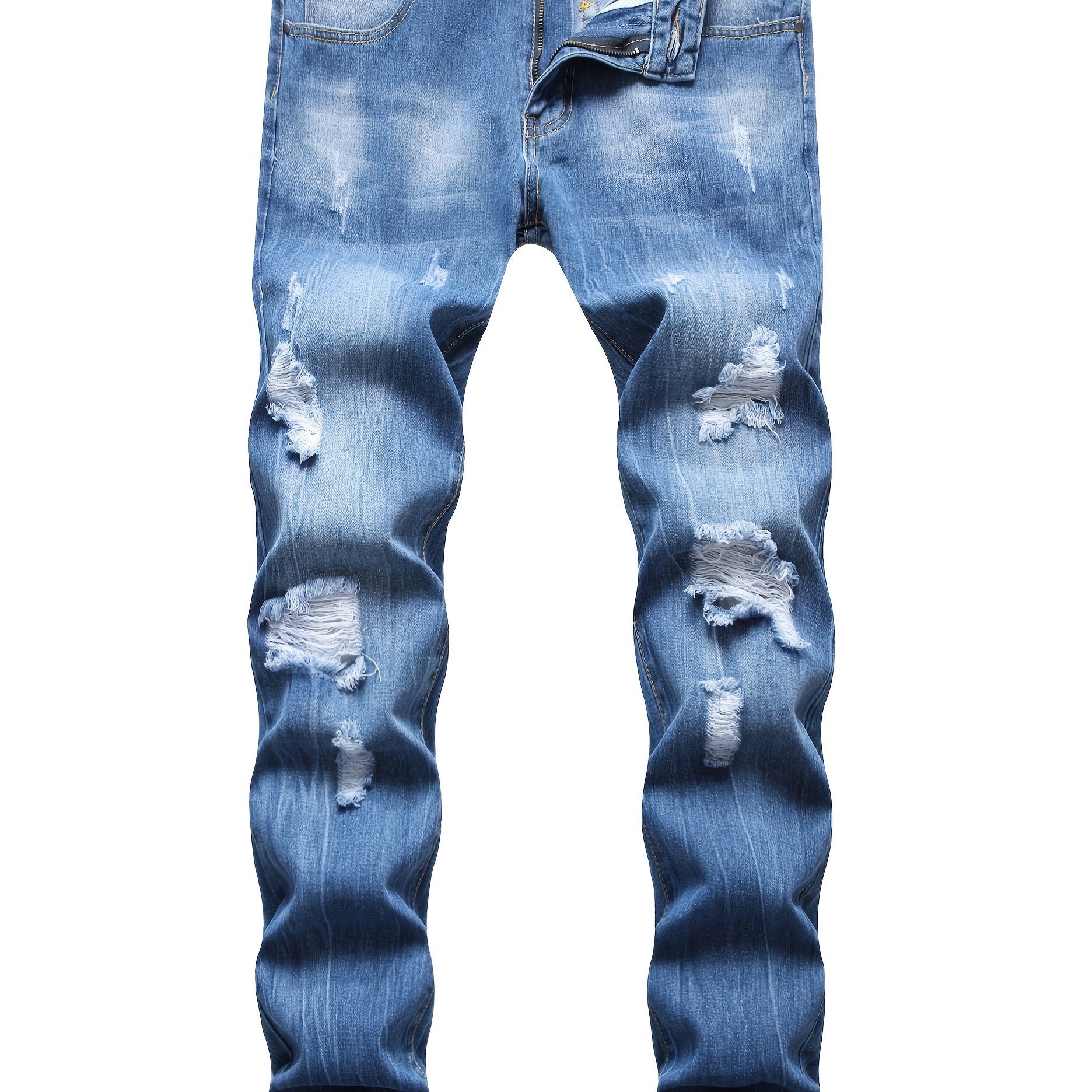 Men's Casual Ripped Jeans in Solid Color