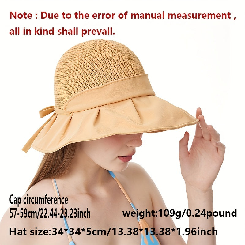 Stitching Bucket Hat Sun Hats Hollow Breathable Foldable Travel