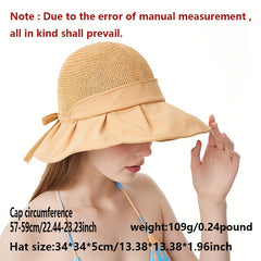 Stitching Bucket Hat Sun Hats Hollow Breathable Foldable Travel