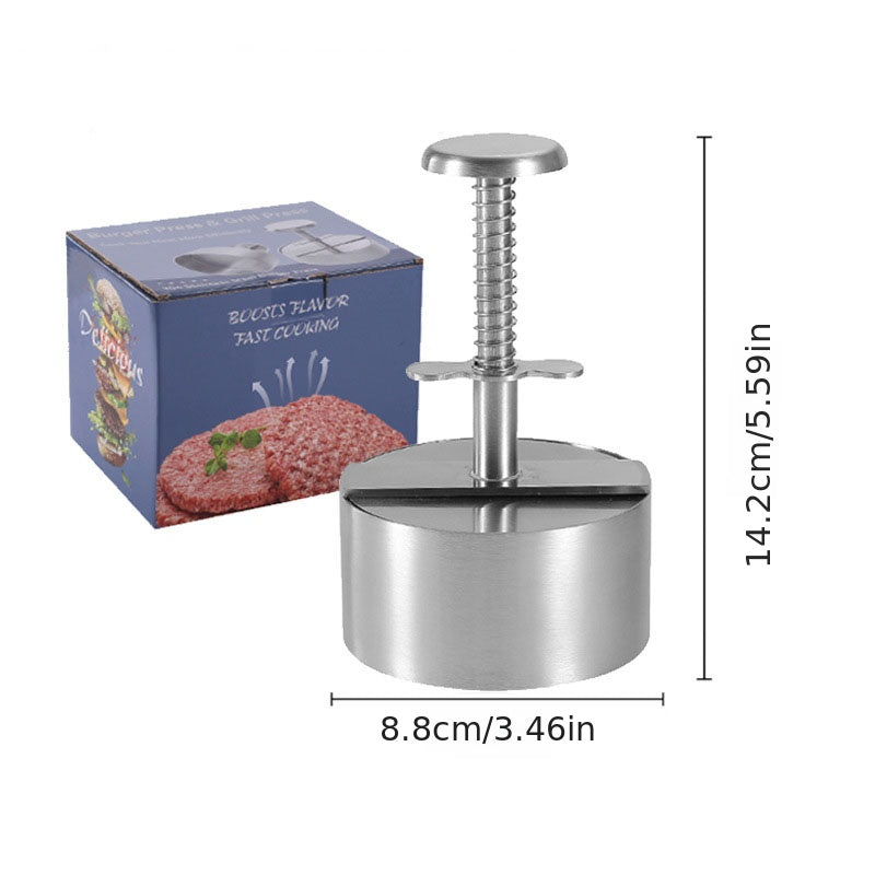 Stainless Steel Hamburger Patty Mold Non Stick Round Meat Press