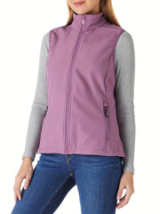 Women's Fleece Lined Softshell Vest, Windproof Lightweight Outerwear