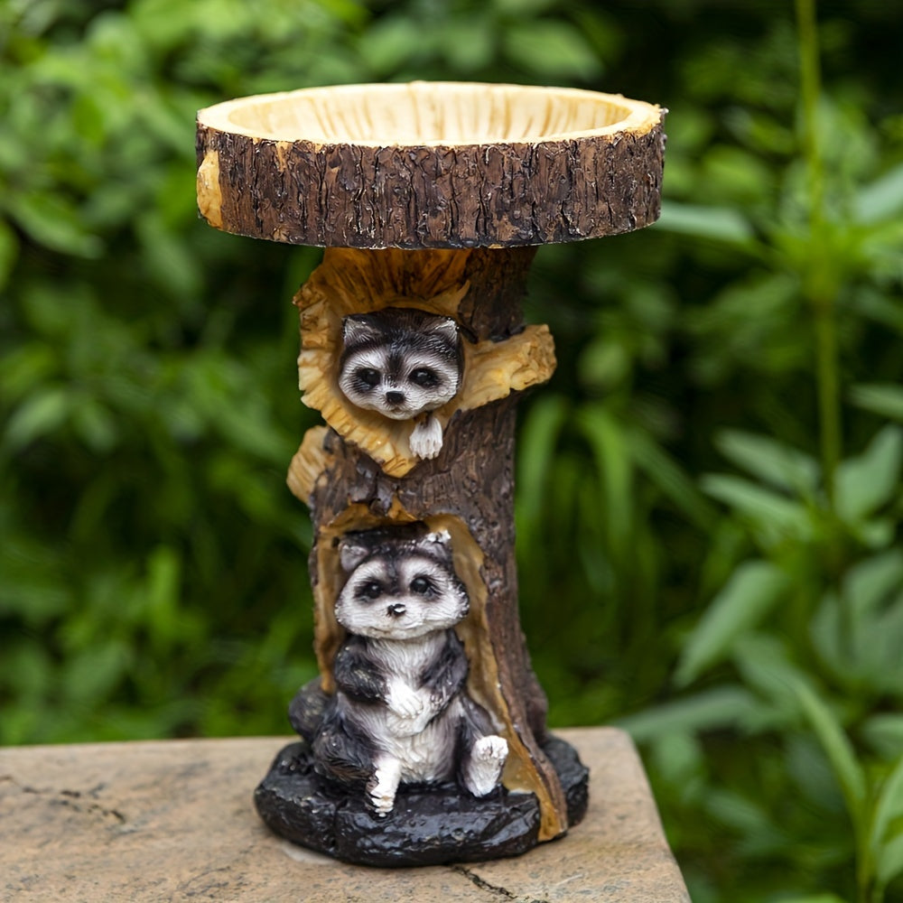 Resin Bird Bath Bowl For Garden Animals & Tree Shape Wild Bird Feeder