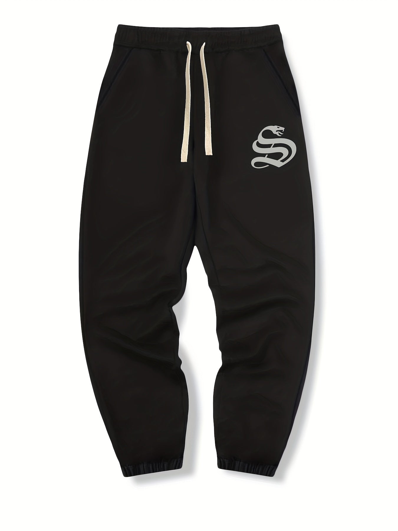 Snake Print Drawstring Sweatpants Loose Fit Pants Men's