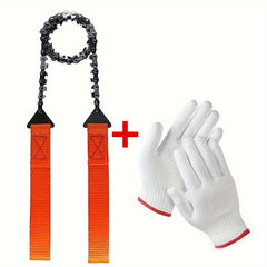 Pocket Chainsaw & Gloves Portable Survival Saw Folding Hand Saw