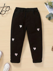 Toddler Girl Heart Embroidered Denim Jeans