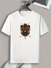 Bear Pattern Print Men's Sports T-shirt Graphic Tee Summer Outdoor Clothes