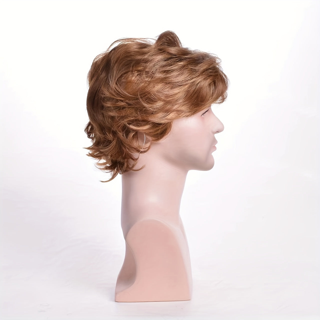 Fashionable Short Curly Wave Hair Light Brown Men's Wig