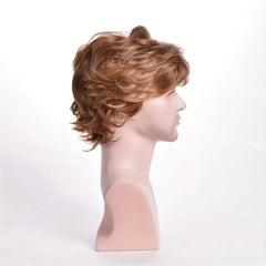 Fashionable Short Curly Wave Hair Light Brown Men's Wig