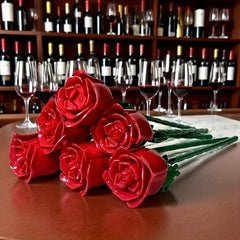 DIY Building Block Roses Red Tabletop Decor Art for Christmas Halloween