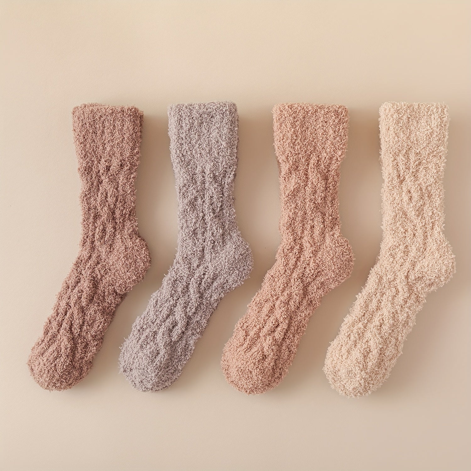 Women's Solid Fuzzy Mid Tube Socks - Comfy & Warm Stockings