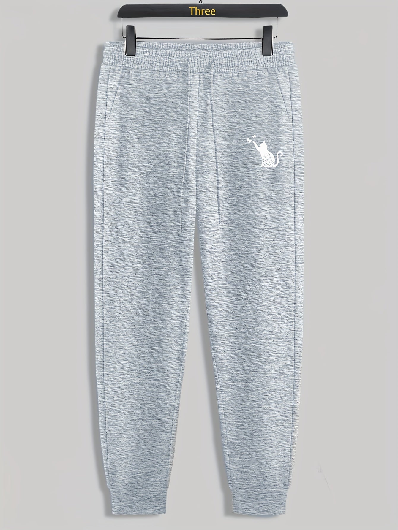 Cat Butterfly Print Men's Drawstring Sweatpants Casual Trousers