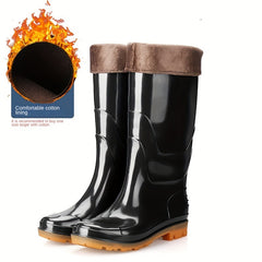 Solid Quick Drying Flat Rain Boots Waterproof Non Slip Thickened Outdoor PVC Cas
