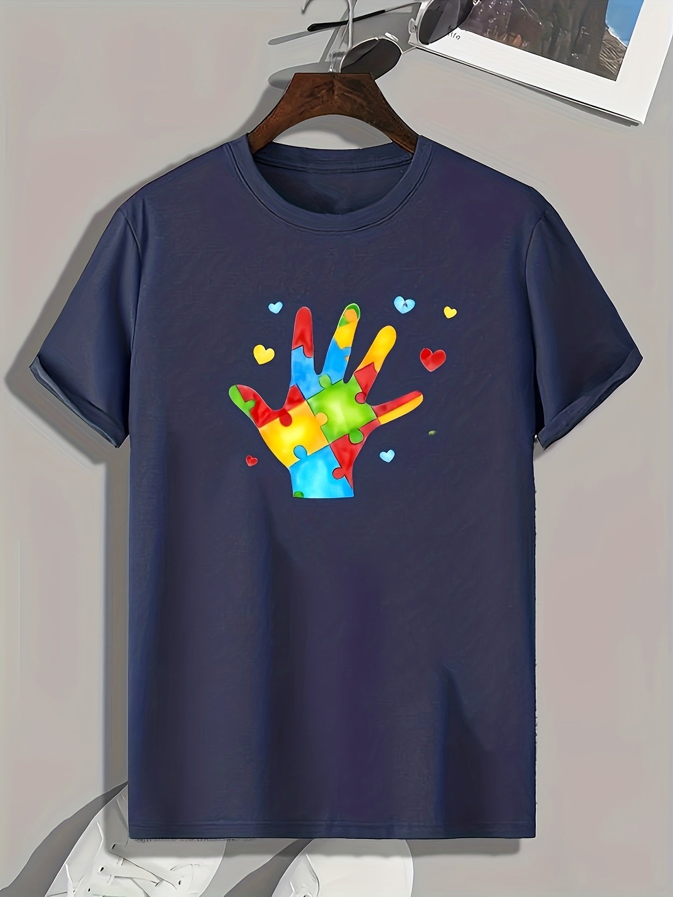 Hand Pattern Print Men's Sports T-shirt for Fitness Activities