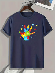 Hand Pattern Print Men's Sports T-shirt for Fitness Activities