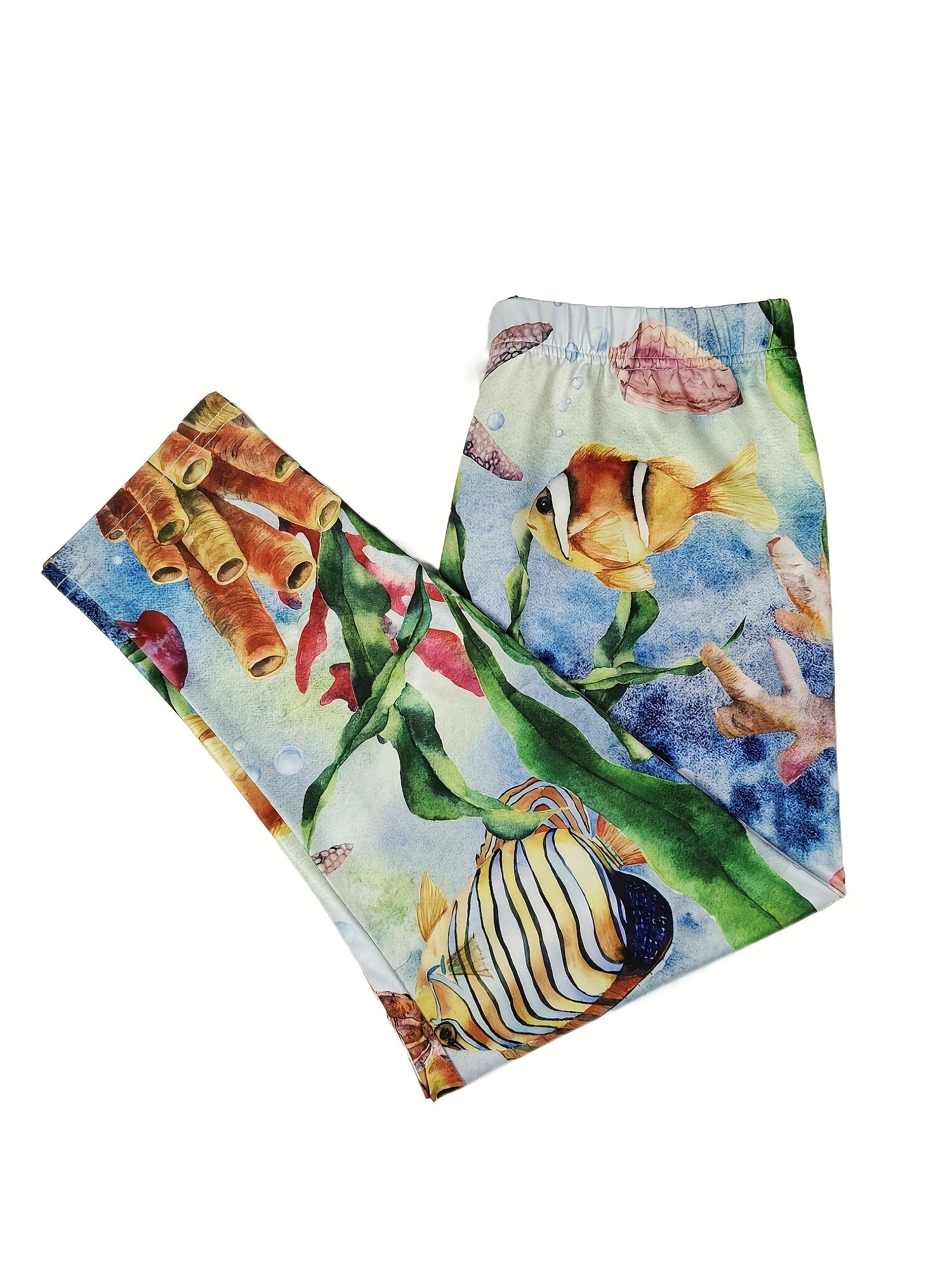 Ocean Print Skinny Capris Leggings for Women