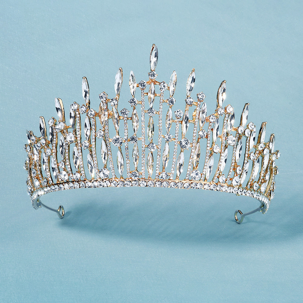 Rhinestone Golden Crown Hairband Headband Tiara Wedding Birthday Cosplay