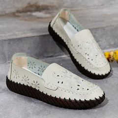 Women's Flower Pattern Flat Shoes Lightweight Faux Leather Shoes