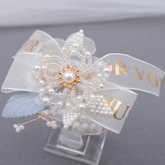Faux Pearl Bracelet Wedding Prom Party Wrist Flowers