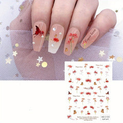Elegant Floral Saffron Nail Art Stickers