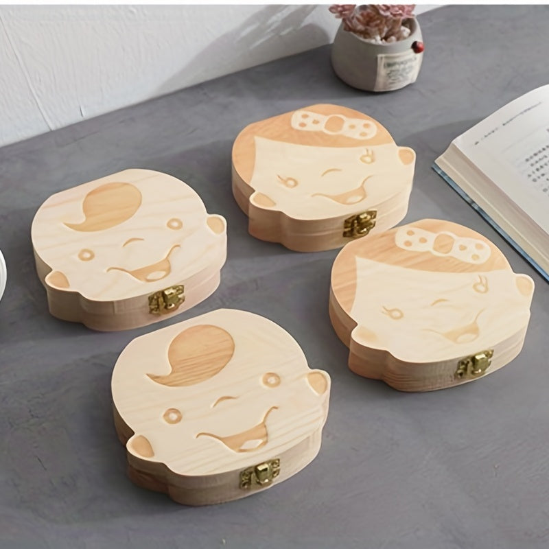 Baby Tooth Box Wooden Teeth Saver Box Children Keepsake Organizer