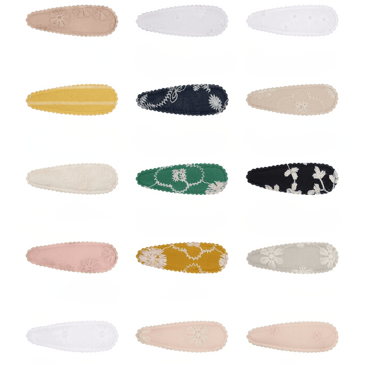 15pcs Embroidery Floral Hair Clip for Baby Girls