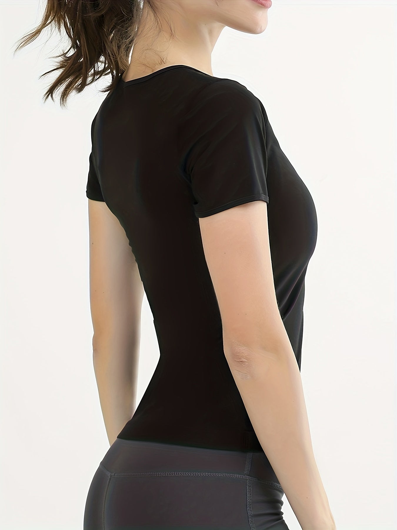 Slimming Sweat Top Short Sleeve Crew Neck Women's Shapewear
