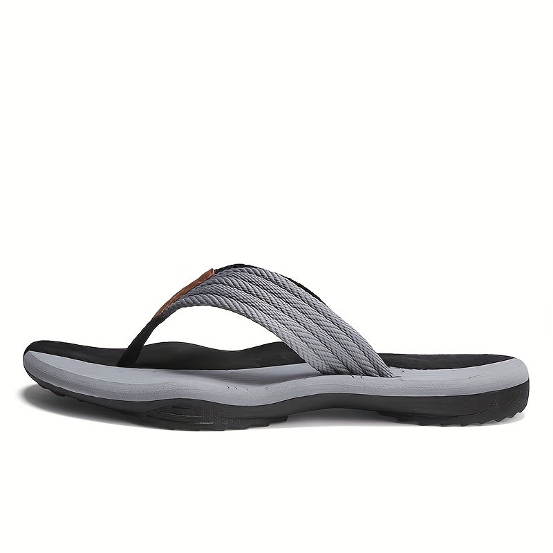 Men's Striped Flip Flops Arch Support Lightweight Beach Sandals